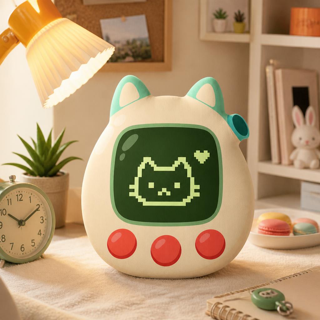 Retro Gaming Gift Ideas - Retro Virtual Pet Egg Throw Pillow