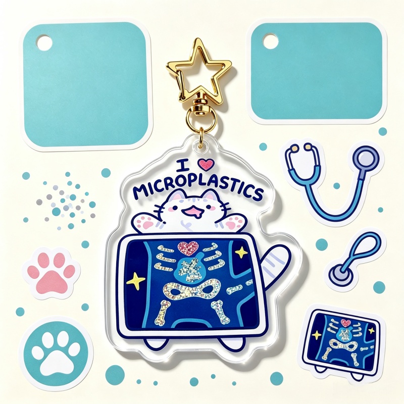 I Love Microplastics Cat Acryl - Retro Gaming Keychain 评论和价格