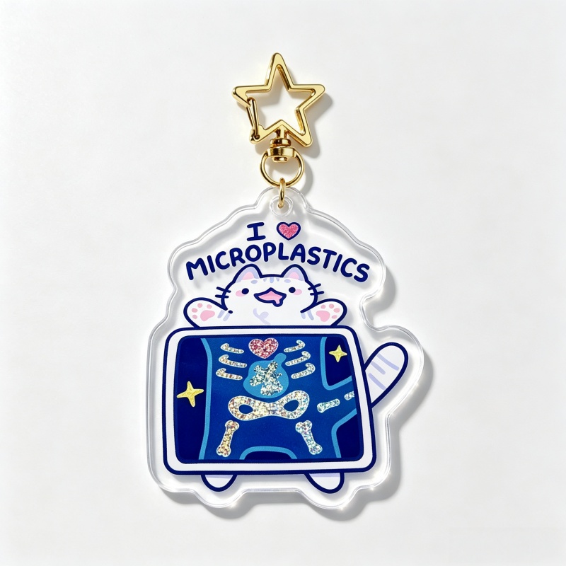 I Love Microplastics Cat Acryl - Retro Gaming Keychain 评论和价格