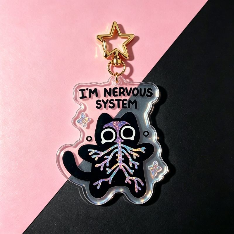 I'm Nervous System Cat Acrylic - Retro Gaming Keychain 评论和价格