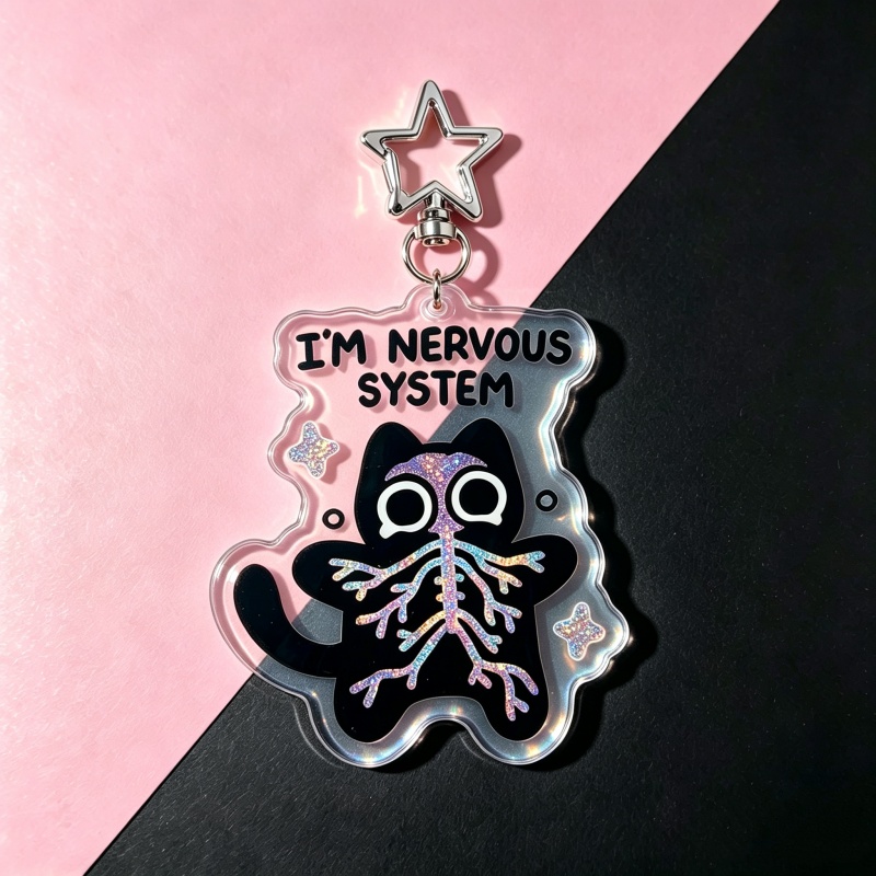I'm Nervous System Cat Acrylic - Retro Gaming Keychain 评论和价格