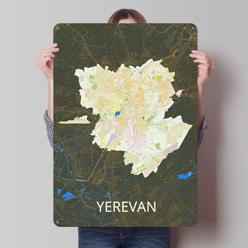 Yerevan City Map Tinplate Post - Retro Gaming Bar 评论和价格