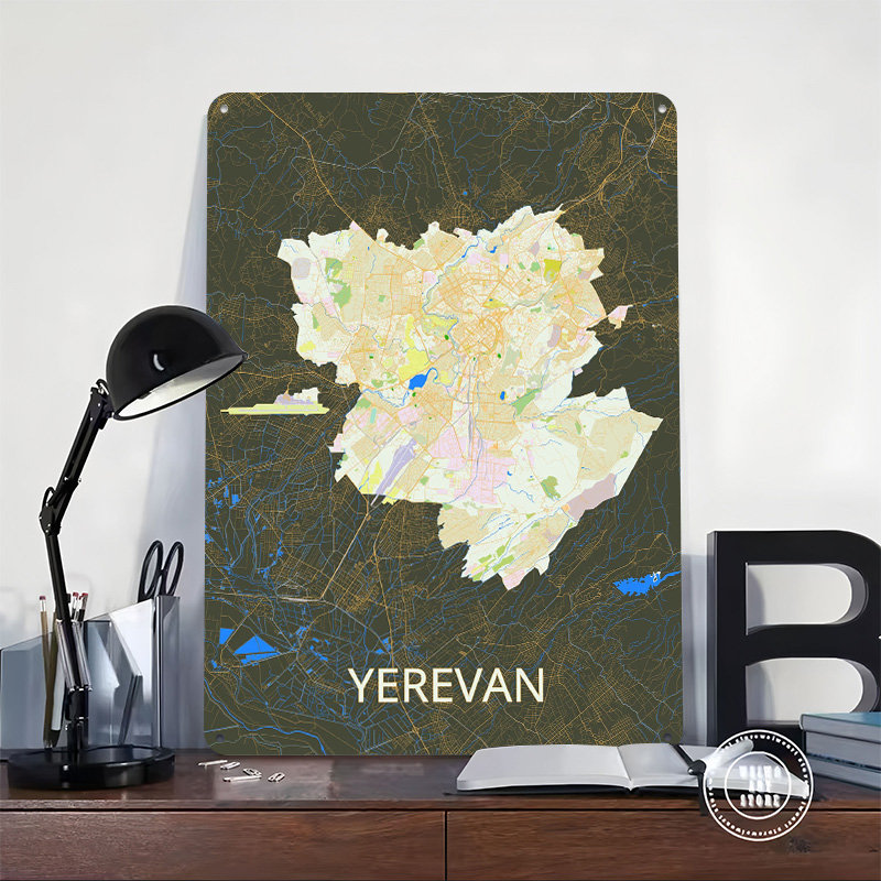 Yerevan City Map Tinplate Post - Retro Gaming Bar 评论和价格