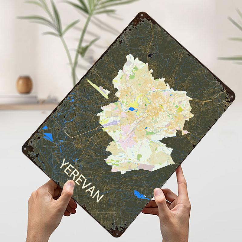 Yerevan City Map Tinplate Post - Retro Gaming Bar 评论和价格