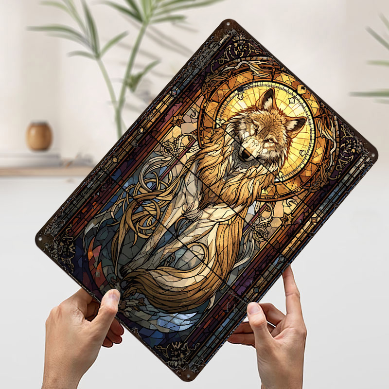 Stained Glass Wolf Poster Cust - Retro Gaming Bar 评论和价格