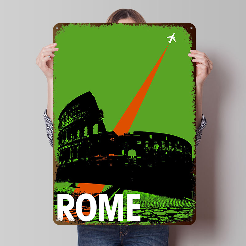 Rome Travel Metal Poster Custo - Retro Gaming Bar 评论和价格