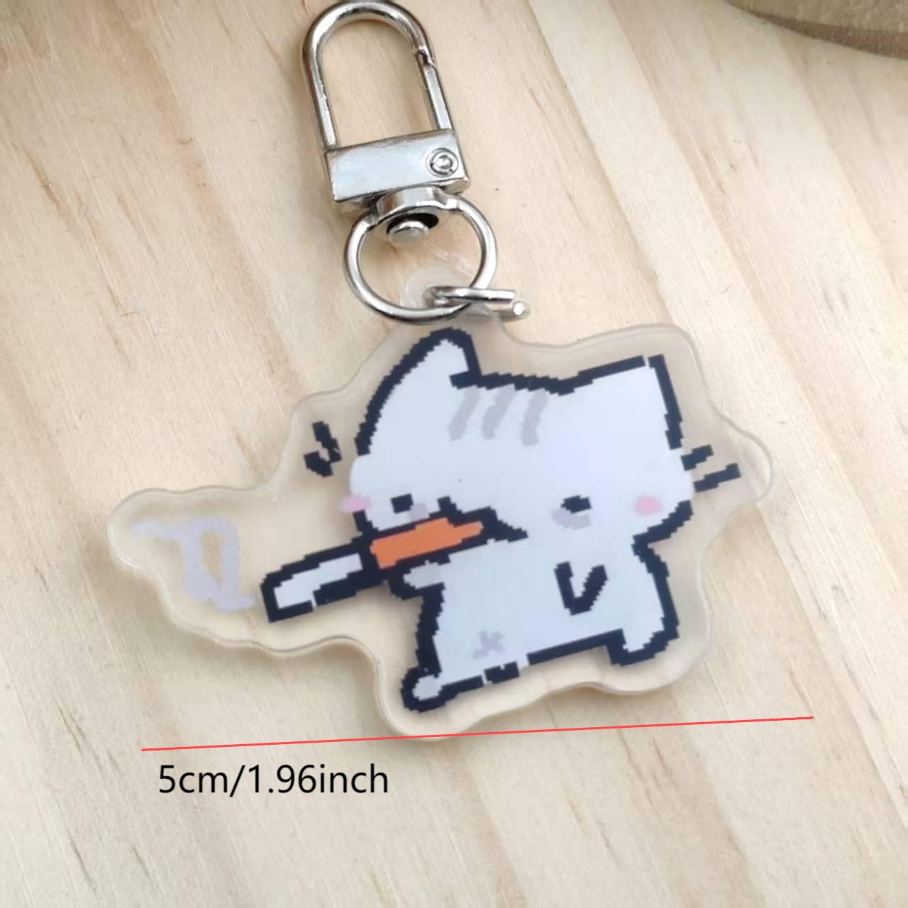2d Flat Pixel Cat Keychain - G - Retro Gaming Keychain 评论和价格